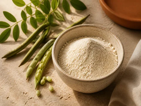 Guar fibre powder and guar beans
