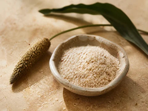 Psyllium husk in a ceramic dish